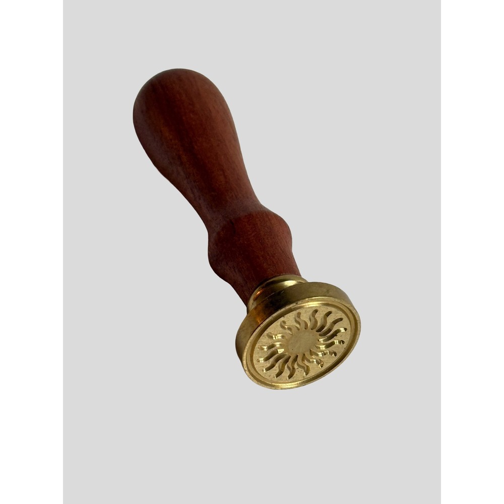 Sunburst Wax Seal Stamp Brass Head with Turned Wood Handle Celestial Stationery